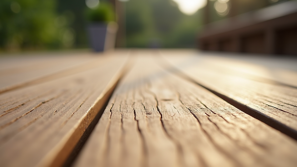 Close-up view of clean wooden deck boards