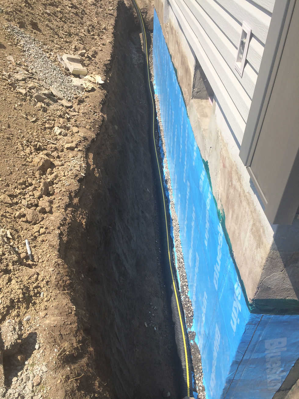 Foundation waterproofing and drainage system installation