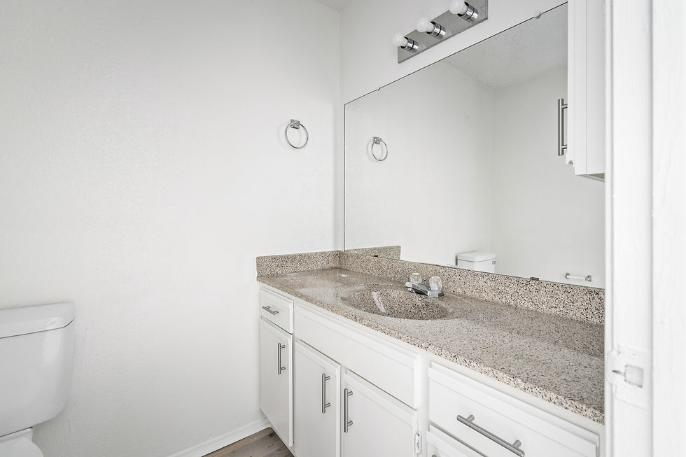Ample counter space in every bathroom.