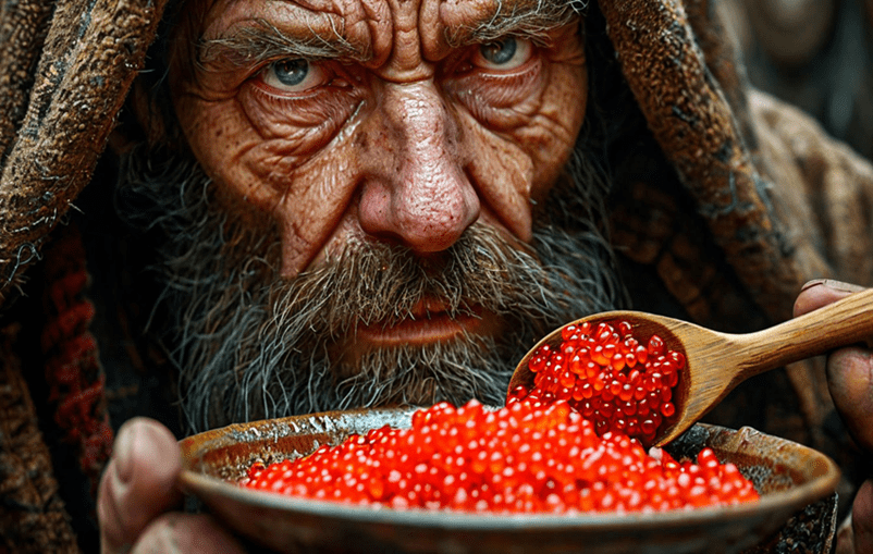 un pauvre mange du caviar