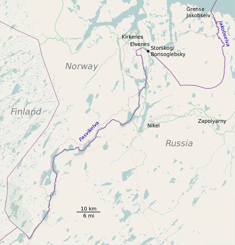 detail de la carte du nord scandinavie, partie Norvegienne.