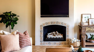 concrete tiles around a firepalce