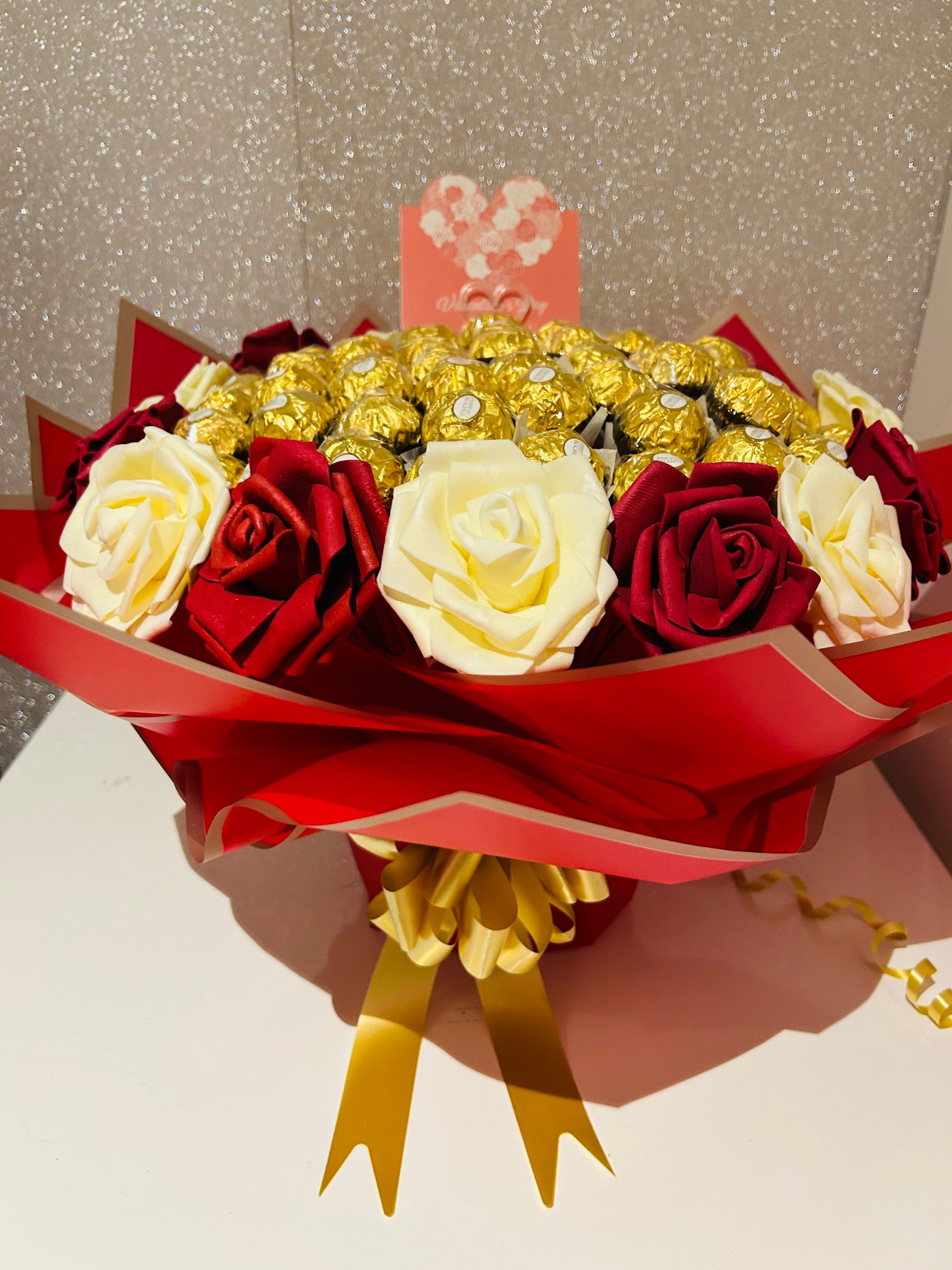 Red & White Roses Chocolate Bouquet
