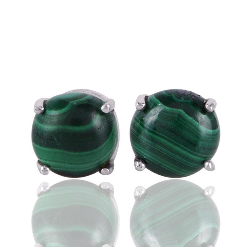 925 Sterling Silver Malachite Stud Earrings