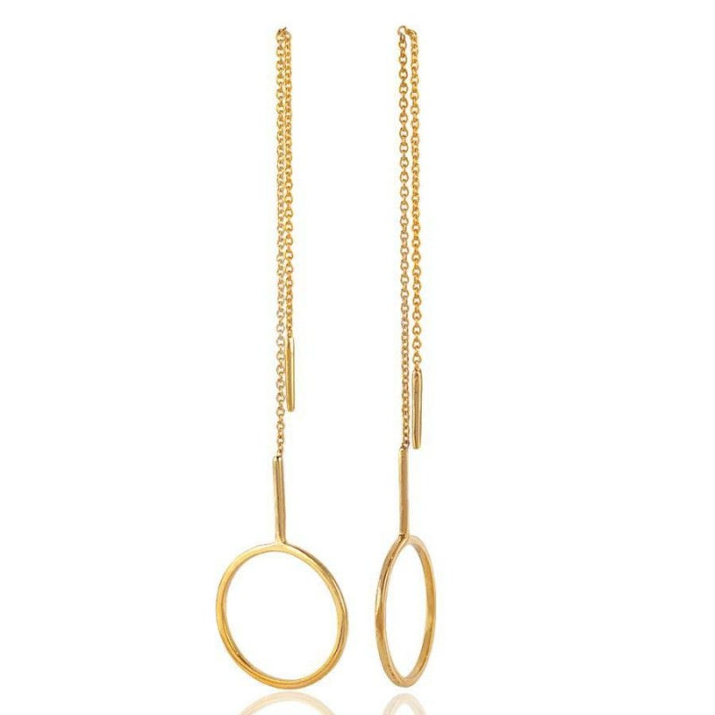 Thumbnail: Yellow Gold Over Silver Threader Earrings