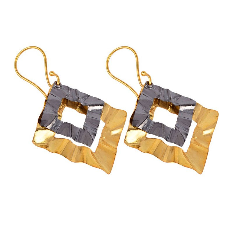 Thumbnail: Two Tone Silver Dangle Earrings