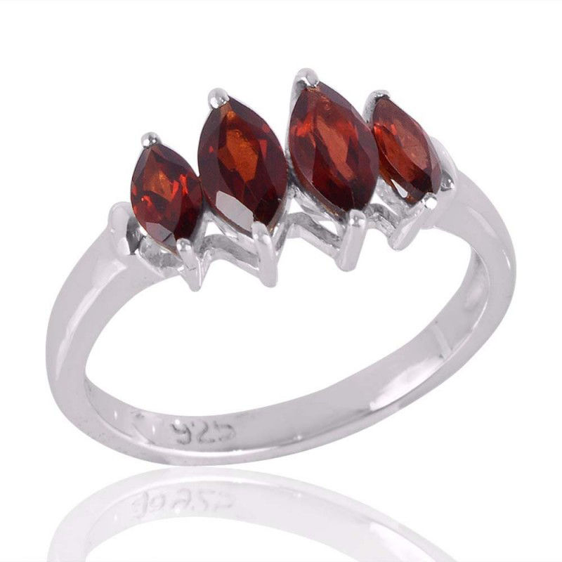 Garnet 925 Sterling Silver Engagement Ring