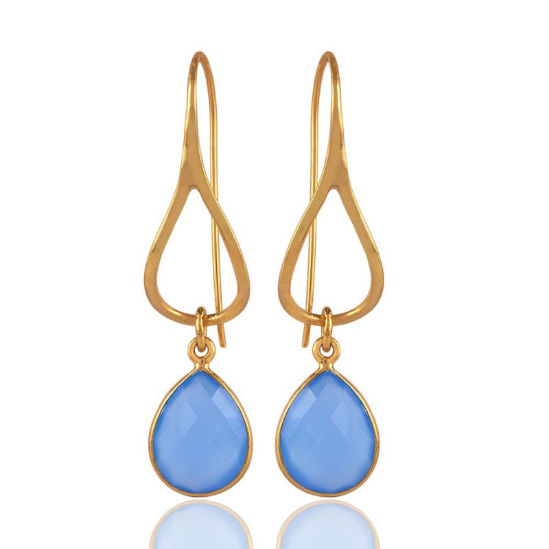 Yellow Gold Over Silver Onyx Dangle Earrings