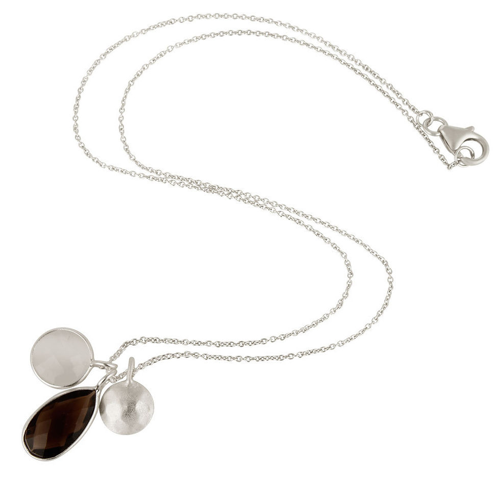 Thumbnail: Sterling Silver Multi Stone Charms Pendant With Chain