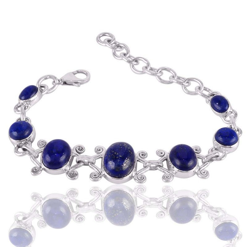 Lapis Lazuli 925 Sterling Silver Bracelet