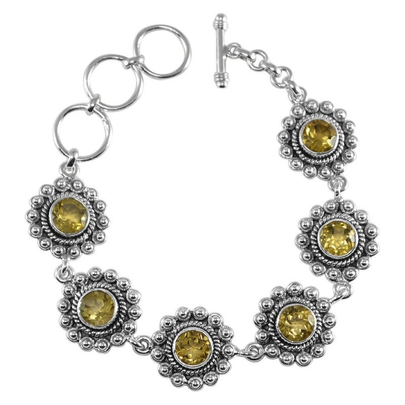 925 Sterling Silver Citrine Bracelet for Womens