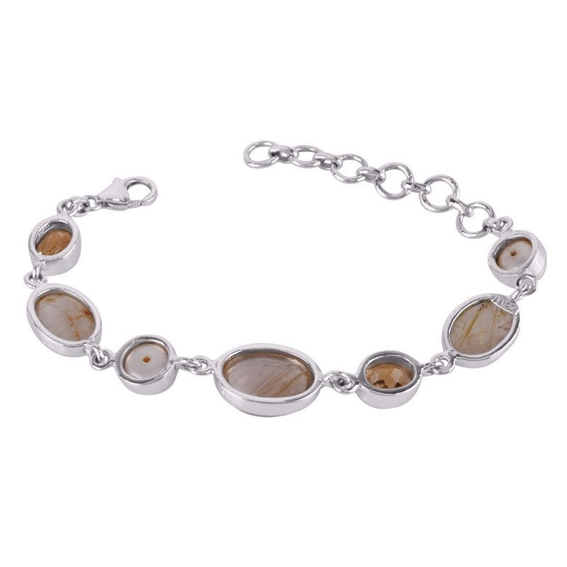 Thumbnail: 925 Sterling Silver Multi Gemstone Bracelet