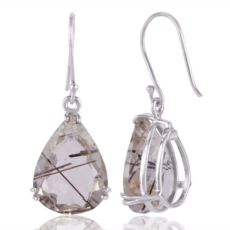 Thumbnail: Rutiliated Quartz 925 Sterling Silver Earrings