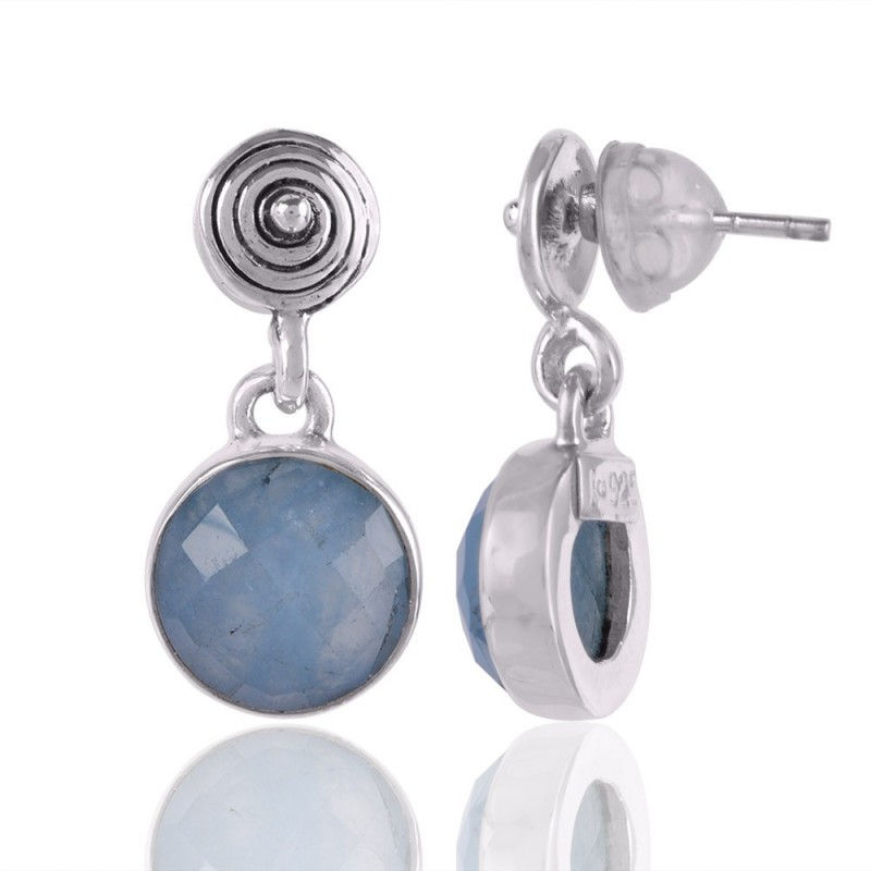 Thumbnail: 925 Sterling Silver Aquamarine Dangle Earrings