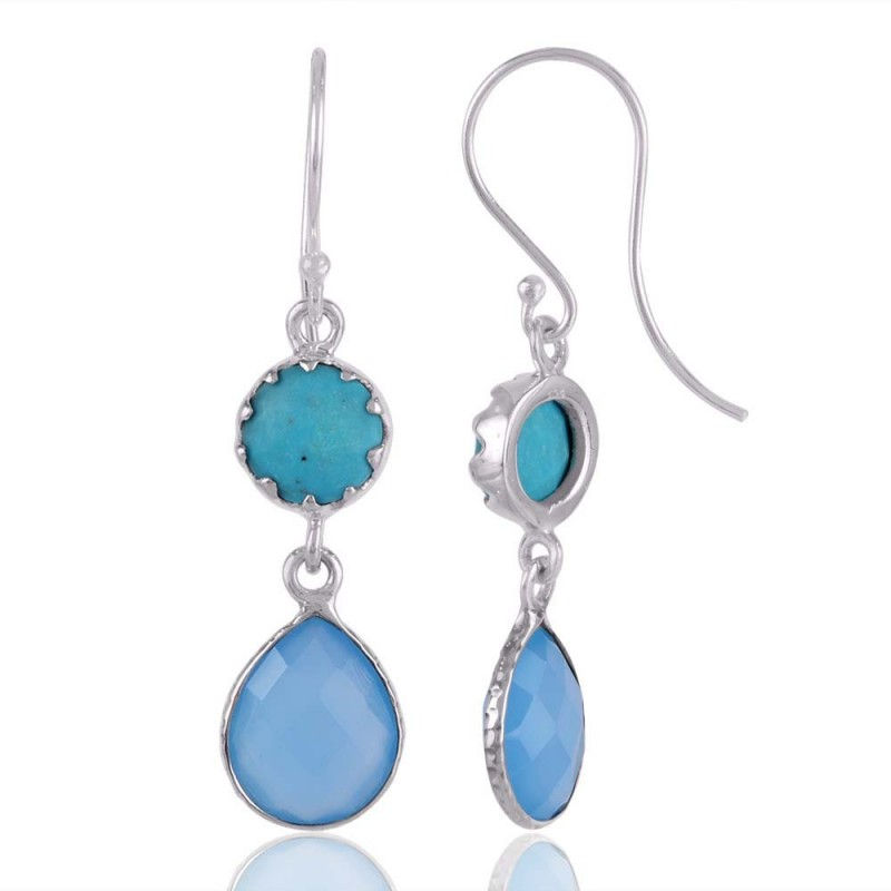 Thumbnail: Turquoise, Chalcedony 925 Sterling Silver Earring