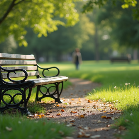 Peaceful park bench ideal for relaxation and mindfulness