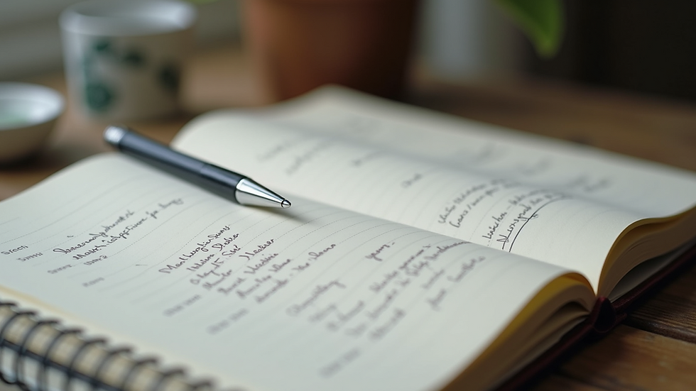 Close-up view of a notebook with mood tracking entries