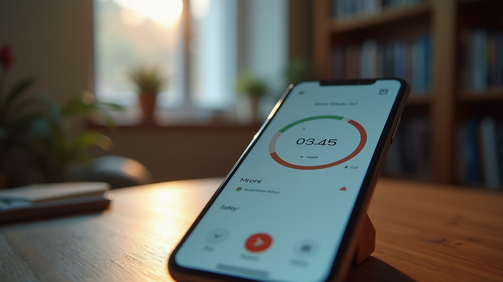 Eye-level view of a smartphone displaying a mood tracking app