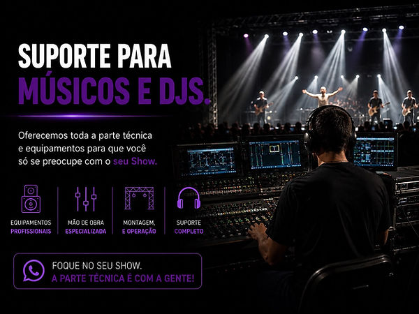 Estrutura de som e iluminação para DJs e Músicos. Casamentos, aniversários e corporativos!