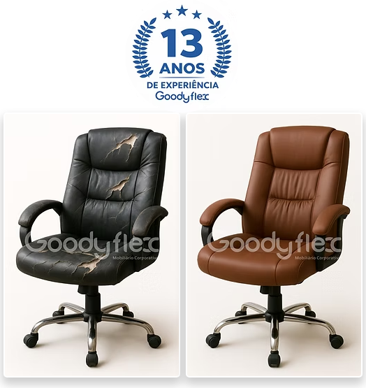 antes e depois reforma e conserto de cadeiras de escritório curitiba e região