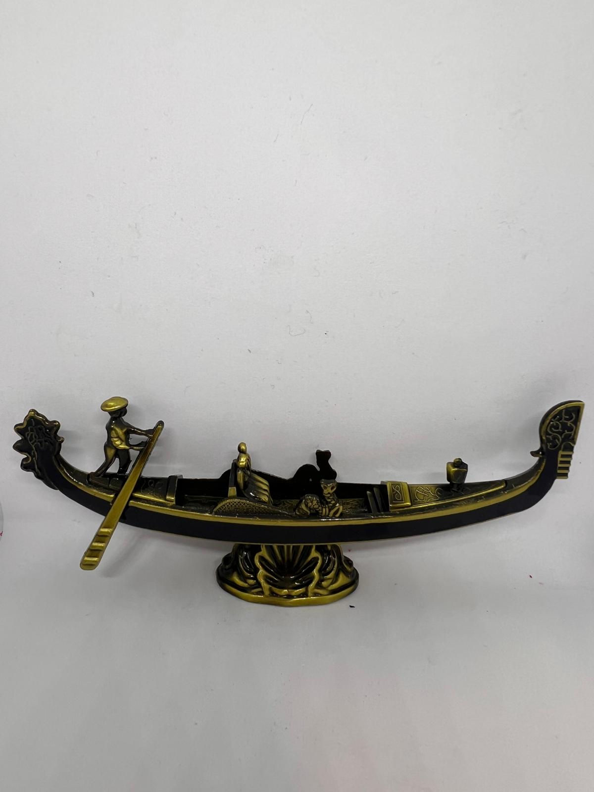 gold dekoratif metal venedik kayık 16x5 cm