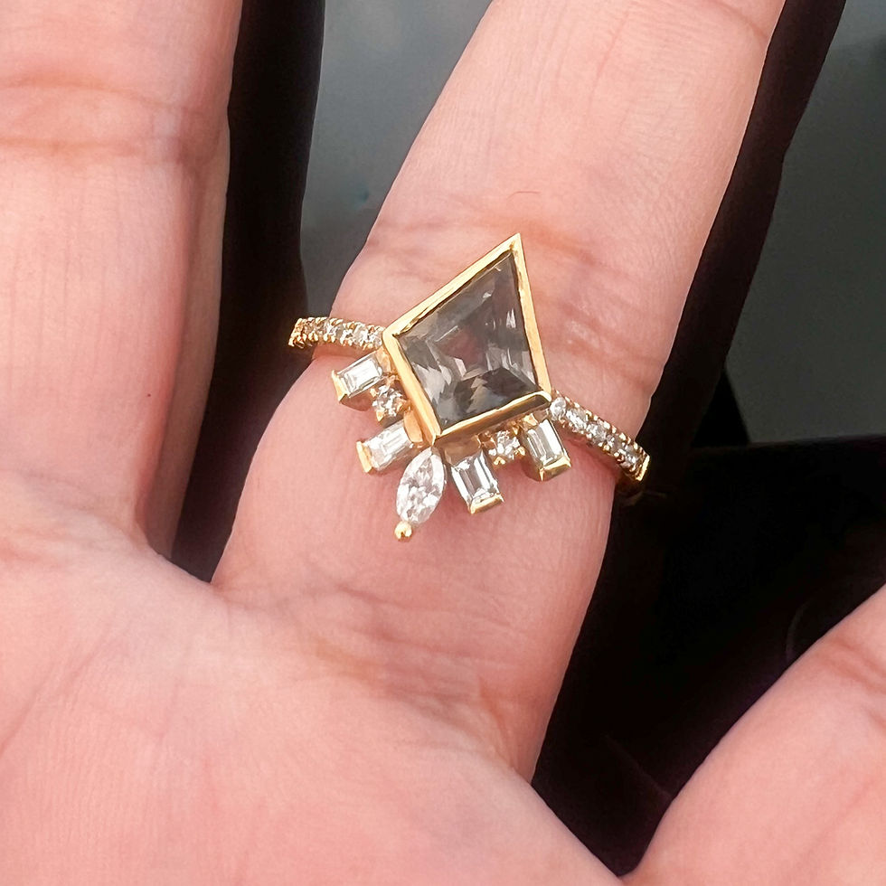 Thumbnail: Color Change Sapphire (1.38 ct) Ring with Diamonds (0.33 ct) in 18k Yellow Gold