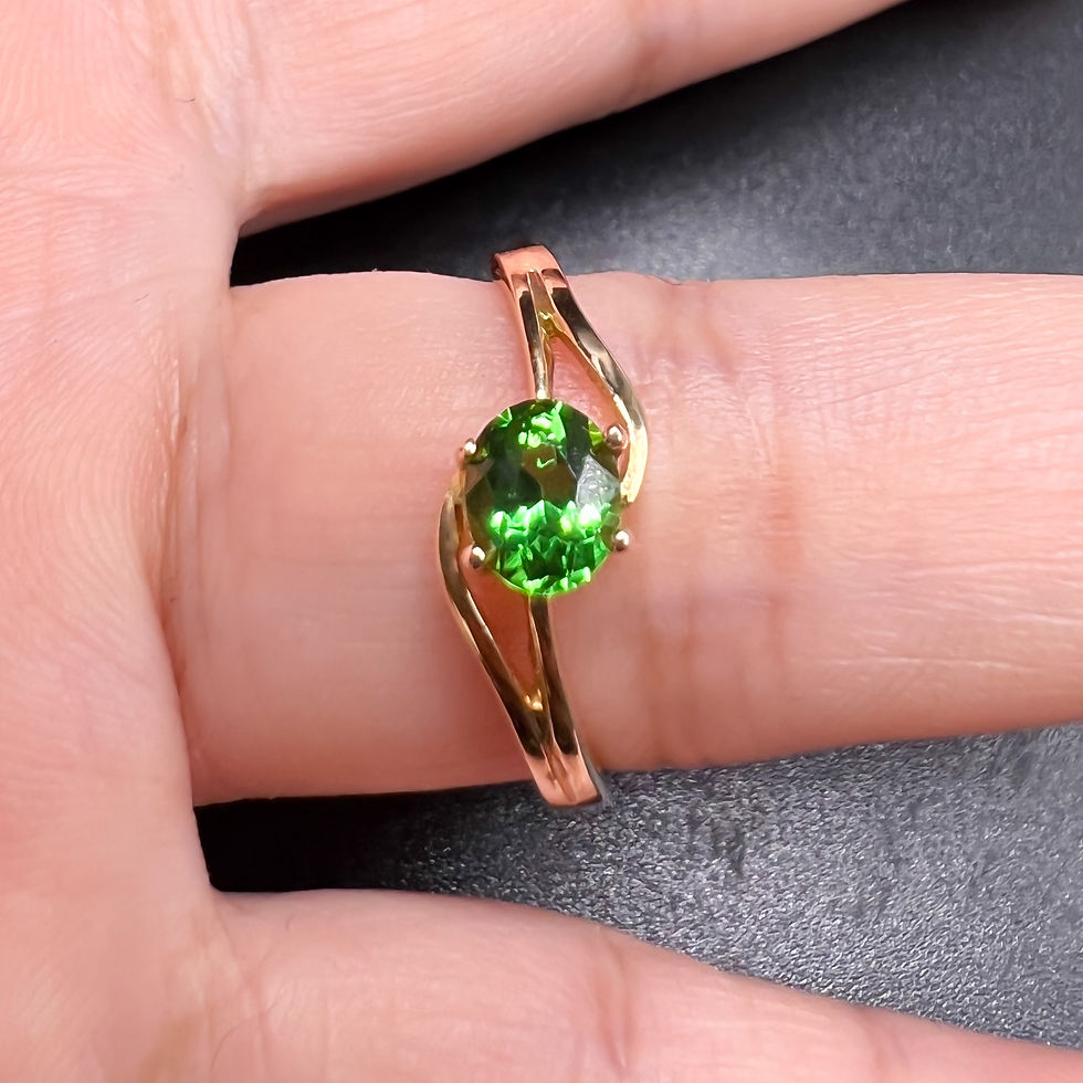 Thumbnail: Tsavorite Garnet (0.67 ct) Solitaire Ring in 18k Yellow Gold