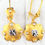 Thumbnail: Peony Flower Drop Earrings with Diamonds (0.22 ct) in 18k Yellow Gold