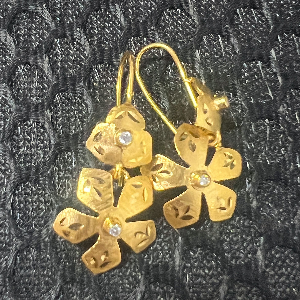 Trillium & Periwinkle Drop Earrings with Diamonds (.08 ct) in 18k Gold 