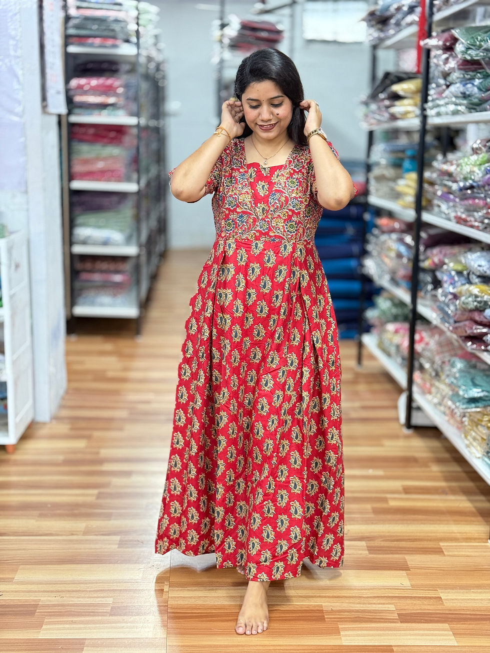 Thumbnail: Hritha F Pure Cotton Feeding Nighty with zip