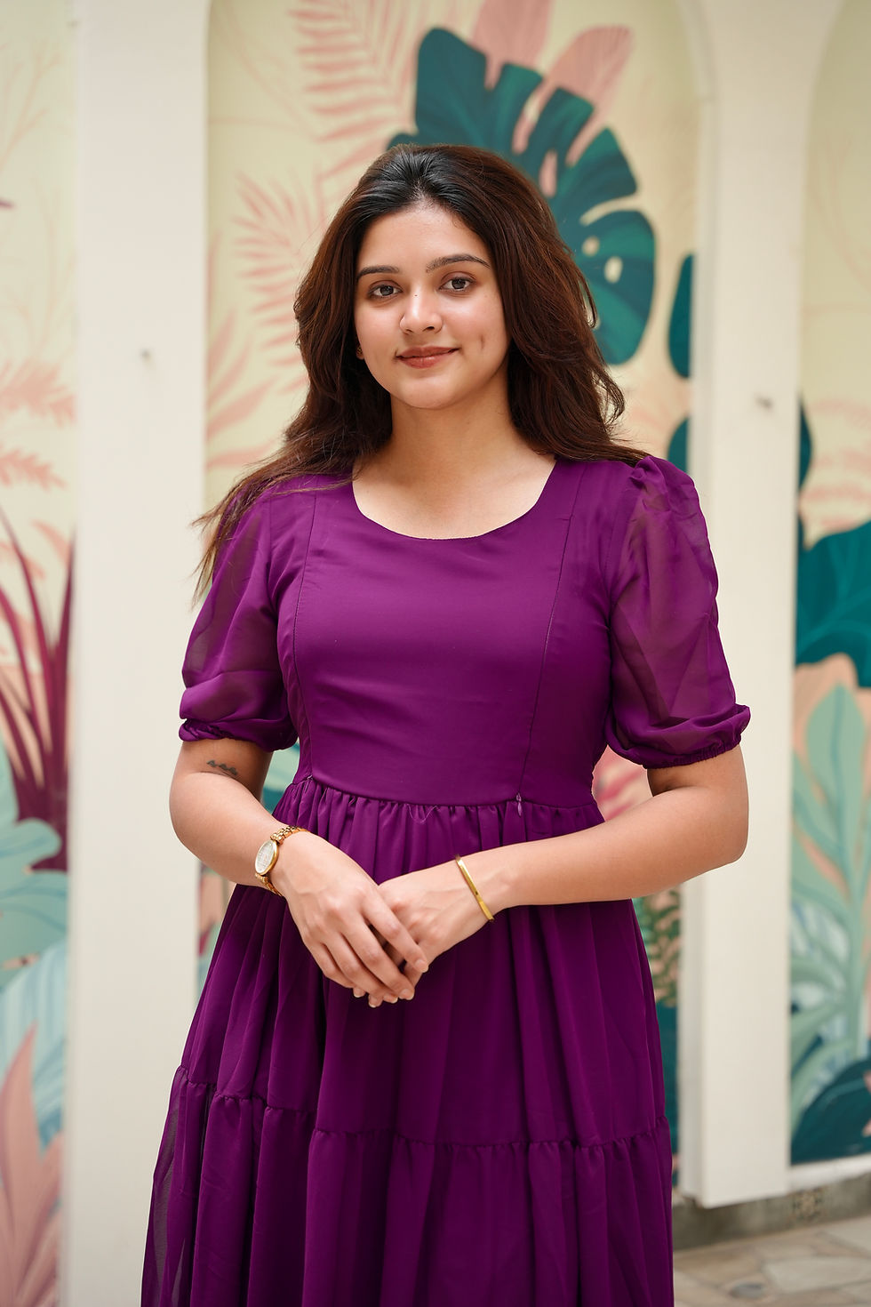 Thumbnail: Mulberry Georgette Dress( FEEDING OR NON FEEDING)
