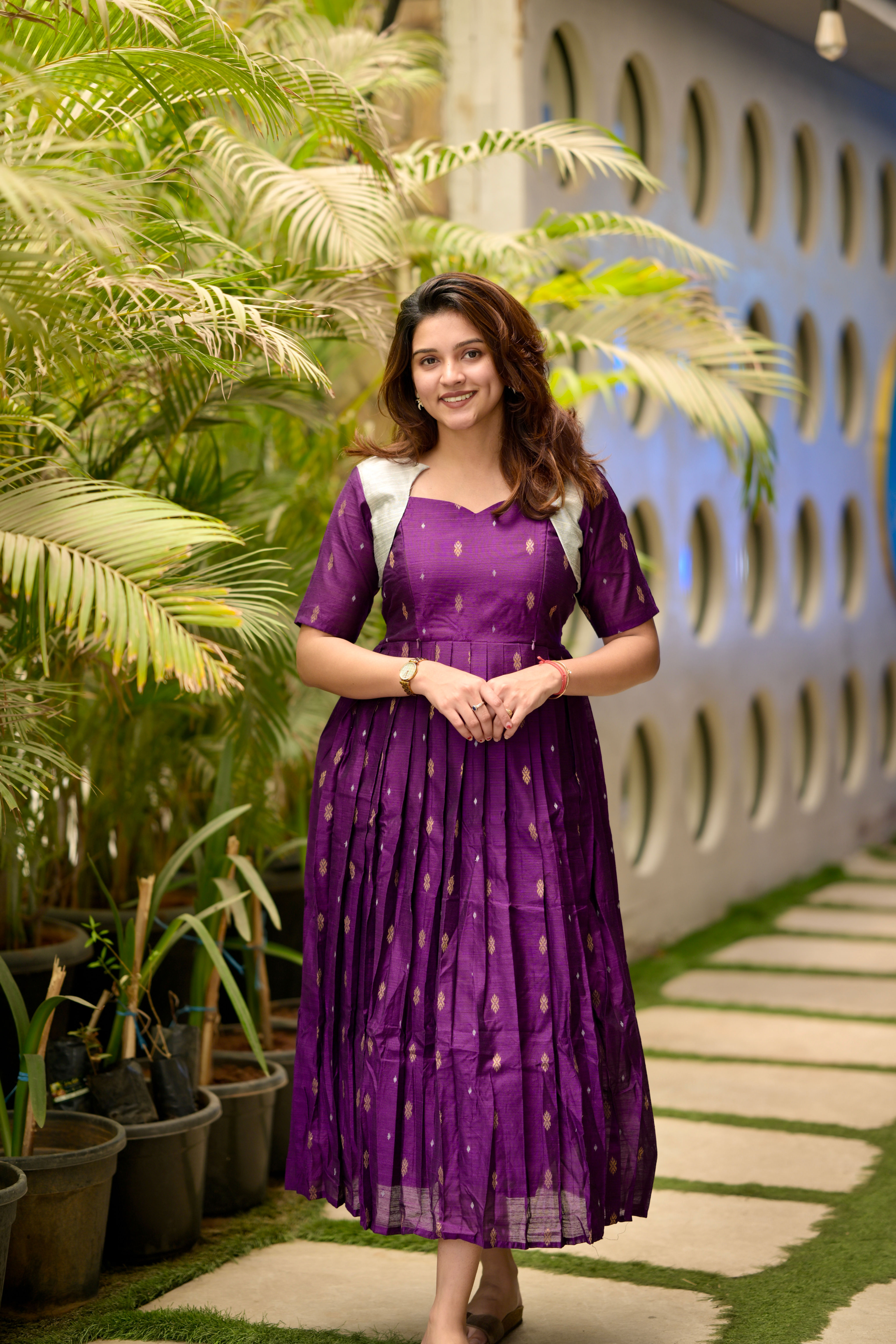 Nilambari Non Feeding Raw Silk Anarkali (Top Only)