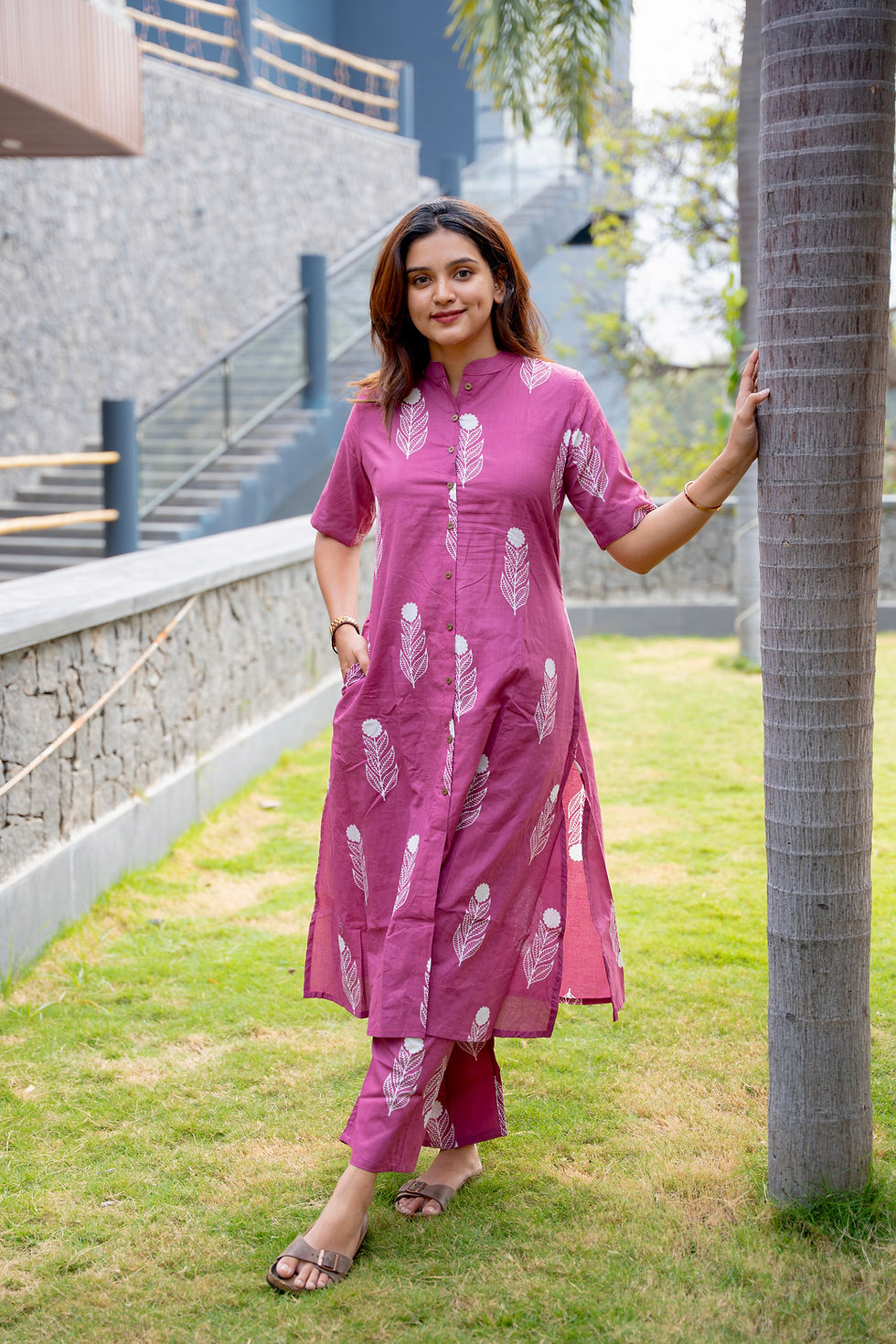 Thumbnail: Champa Pure Cotton Cord Set ( Kurti and Pant) buttons Openable