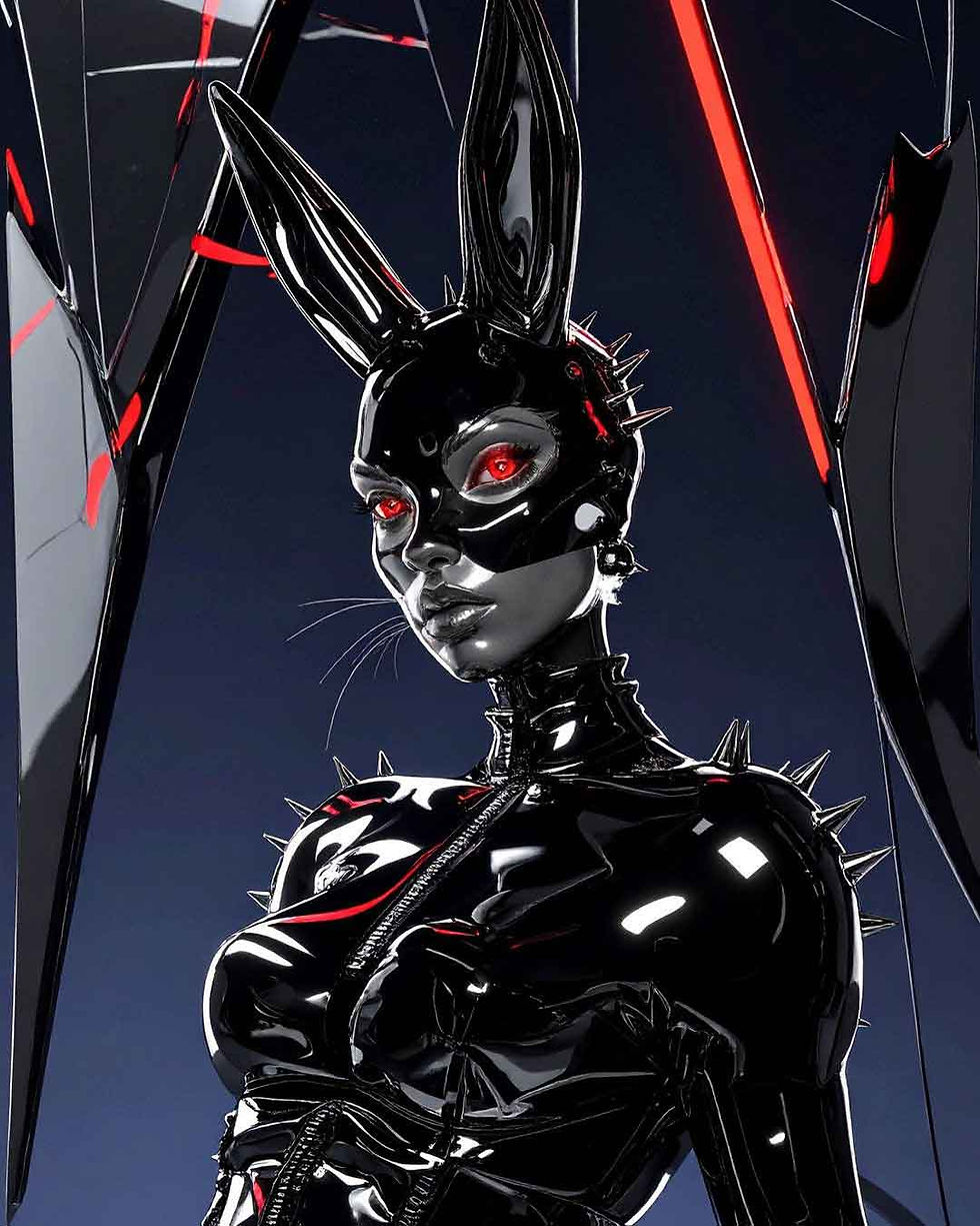 Atomique concept illustration exploring fetish design as art — latex-inspired aesthetic, ritual, and desire.