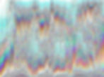 Colorful digital glitch art with vertical rainbow streaks and pixelated patterns. The background is bright with a chaotic feel.