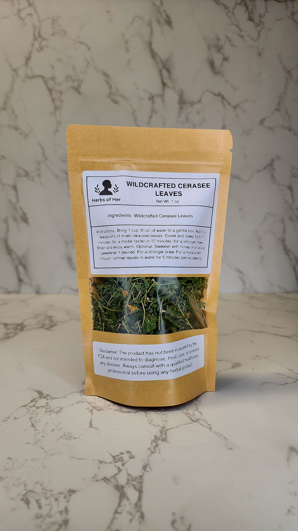 Wildcrafted Cerasee Leaves in packaging