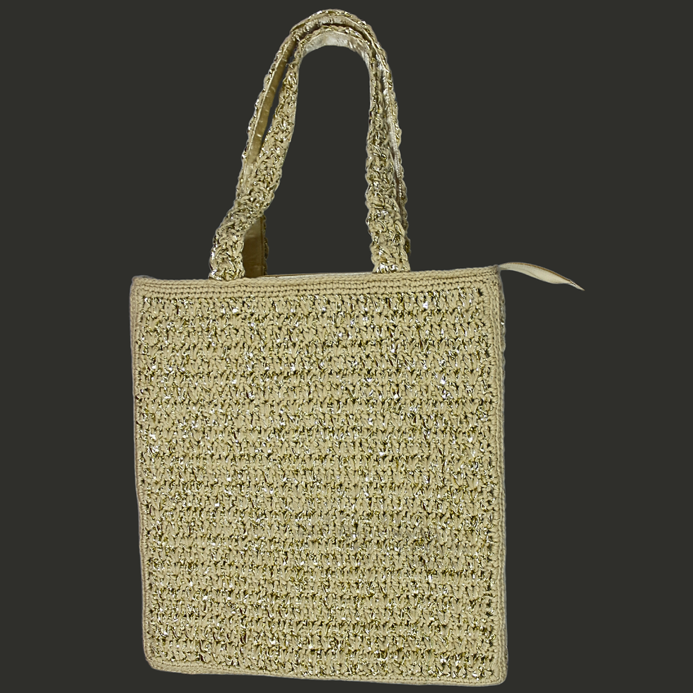 Thumbnail: Timeless Style Meets Daily Comfort – Golden Lace & Woven Handbag