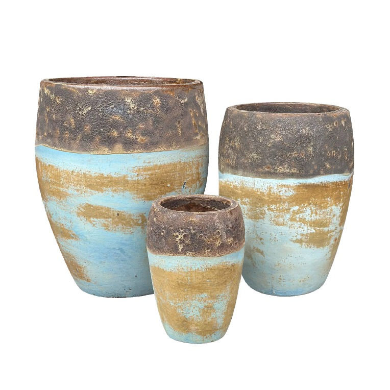 Ceramic Pot Rust Teal Matt Ombre