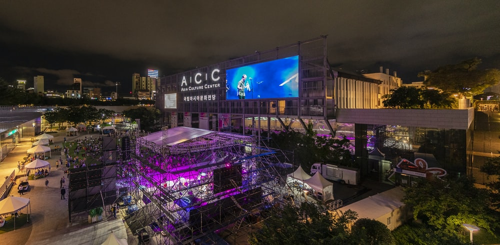 LED screens placed on a building