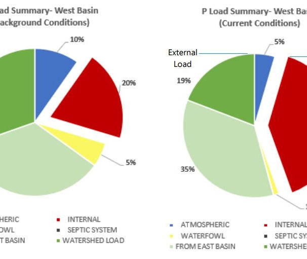 Figure 22. Percentage of total phosphorus loading (kg/yr) by source to China Lake, West Basin