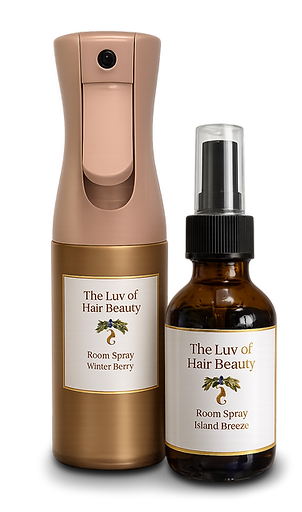 The Luv of Hair room spray scent: winter berry,  island breeze,  tropical paradise