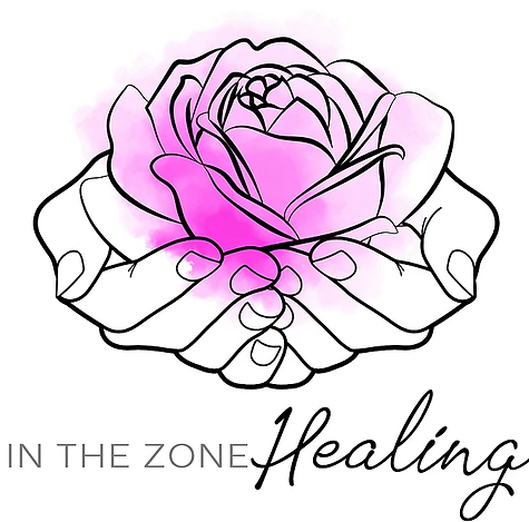 In the Zone Healing logo of hand holding a rose
