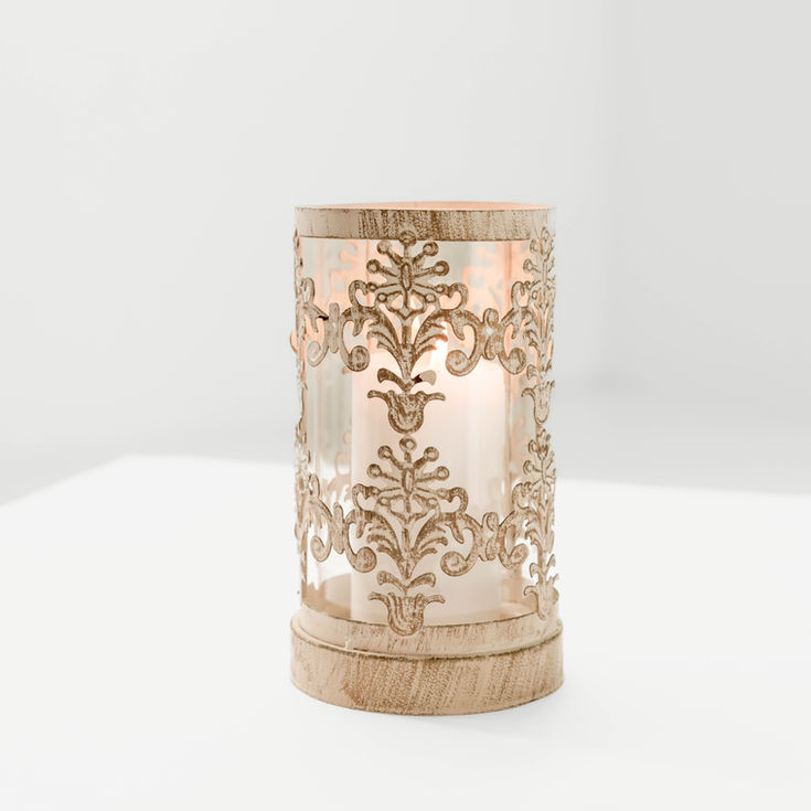 Cream lantern with candle