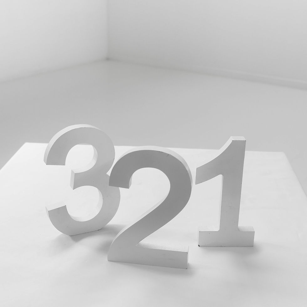 Wooden Table Numbers One Two Three White