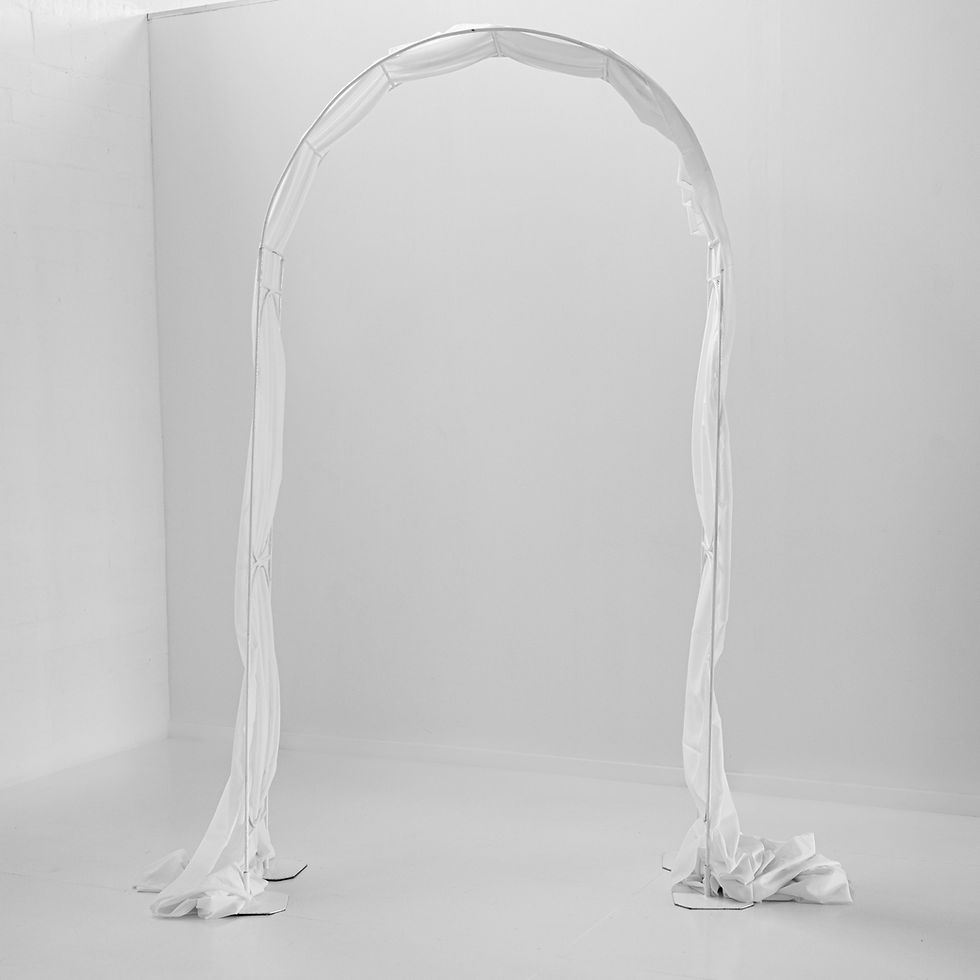 White Painted Wedding Arch with White Draping