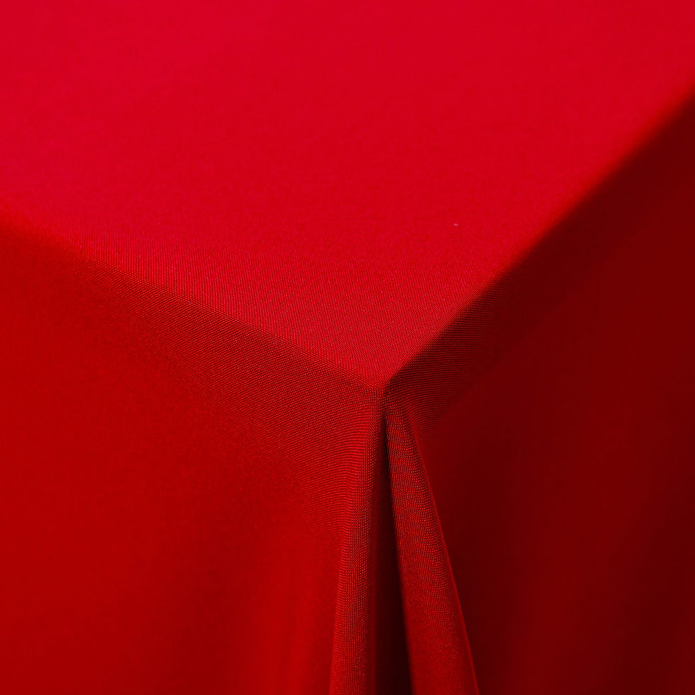 Mid length table cloth on table