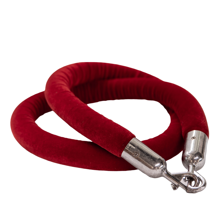 Red Velvet Stanchion Ropes With Silver Clips
