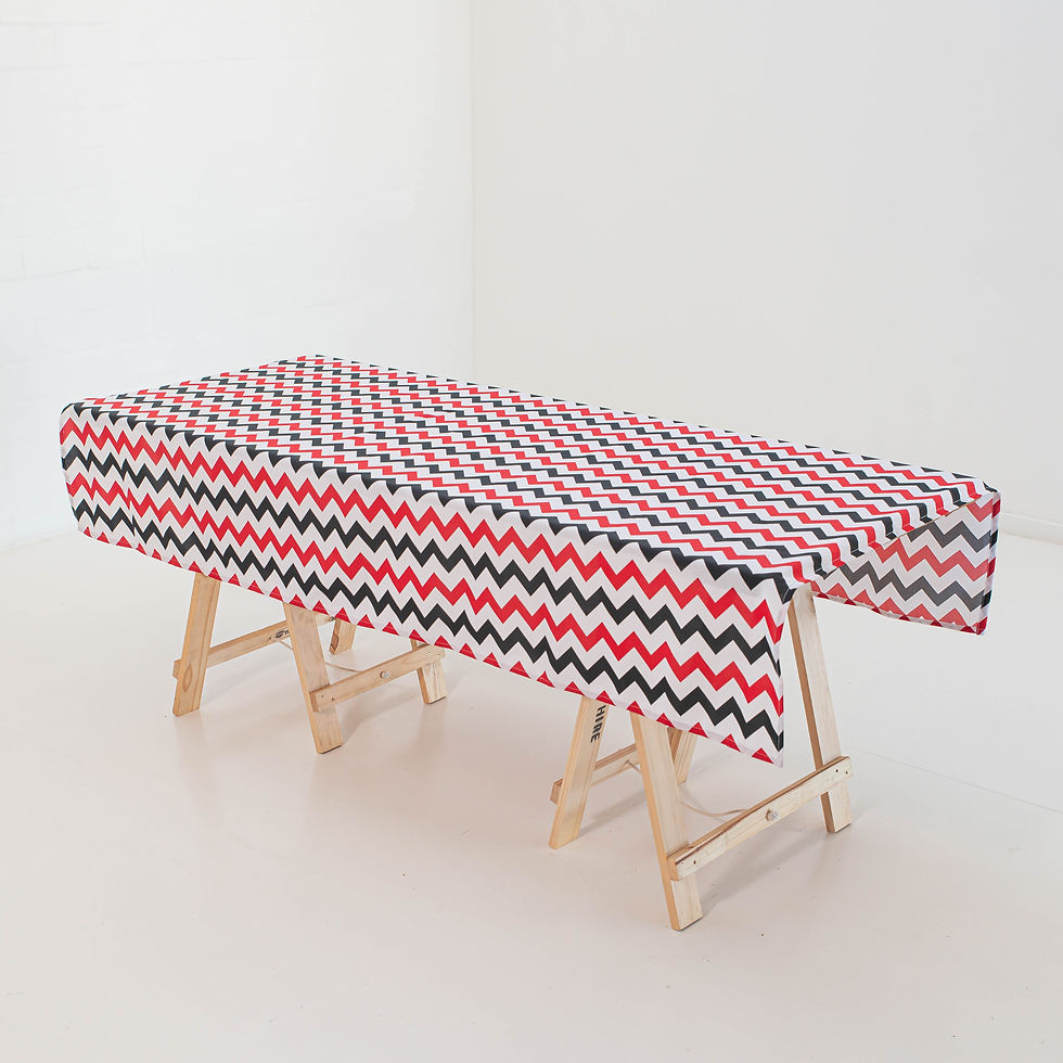 Zig Zag tablecloth on table