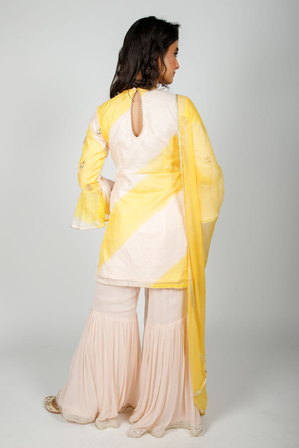 Thumbnail: Peach and Yellow Angrakha Set