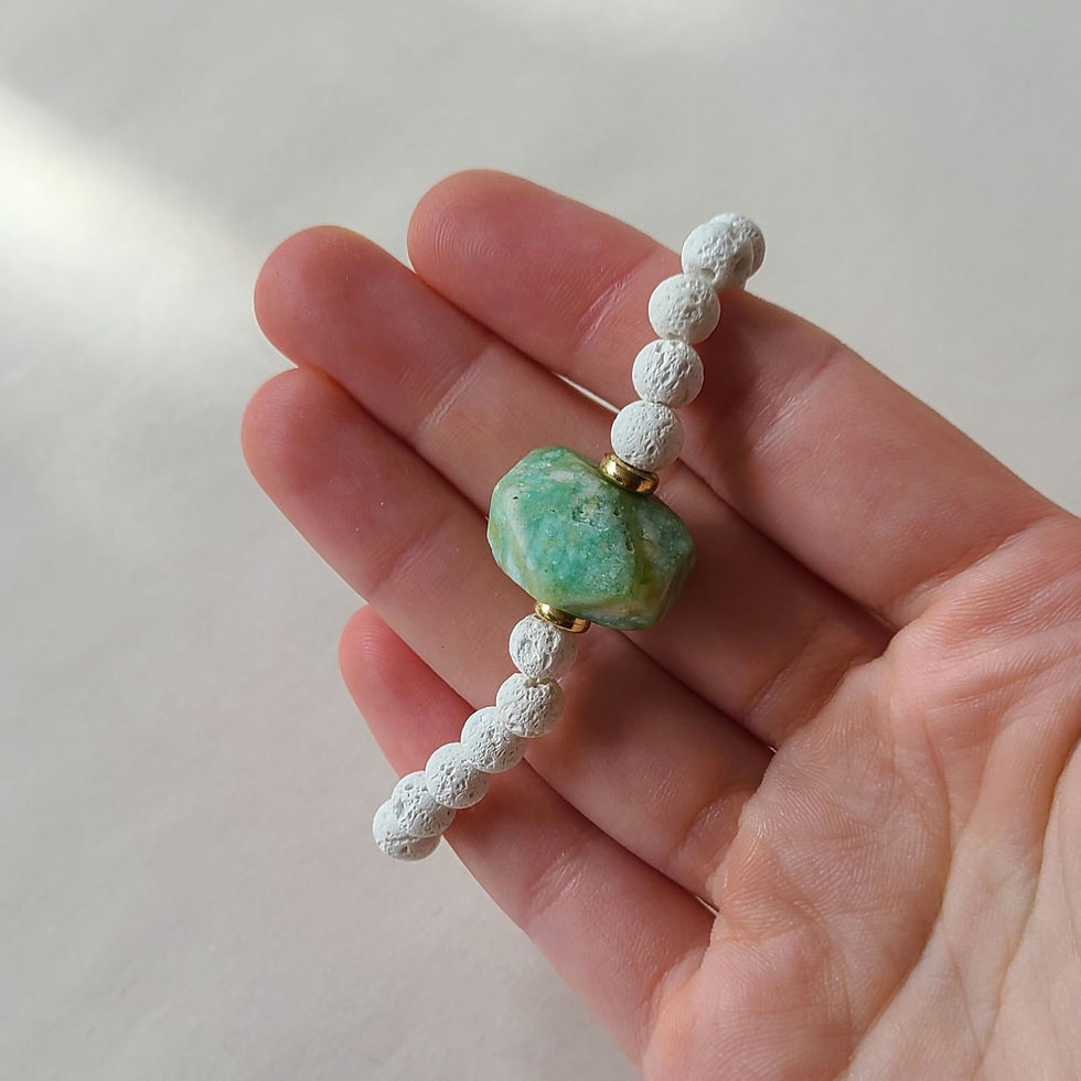 縮圖：Green Yellow Crystal Chunk & White Lava Stone Bracelet